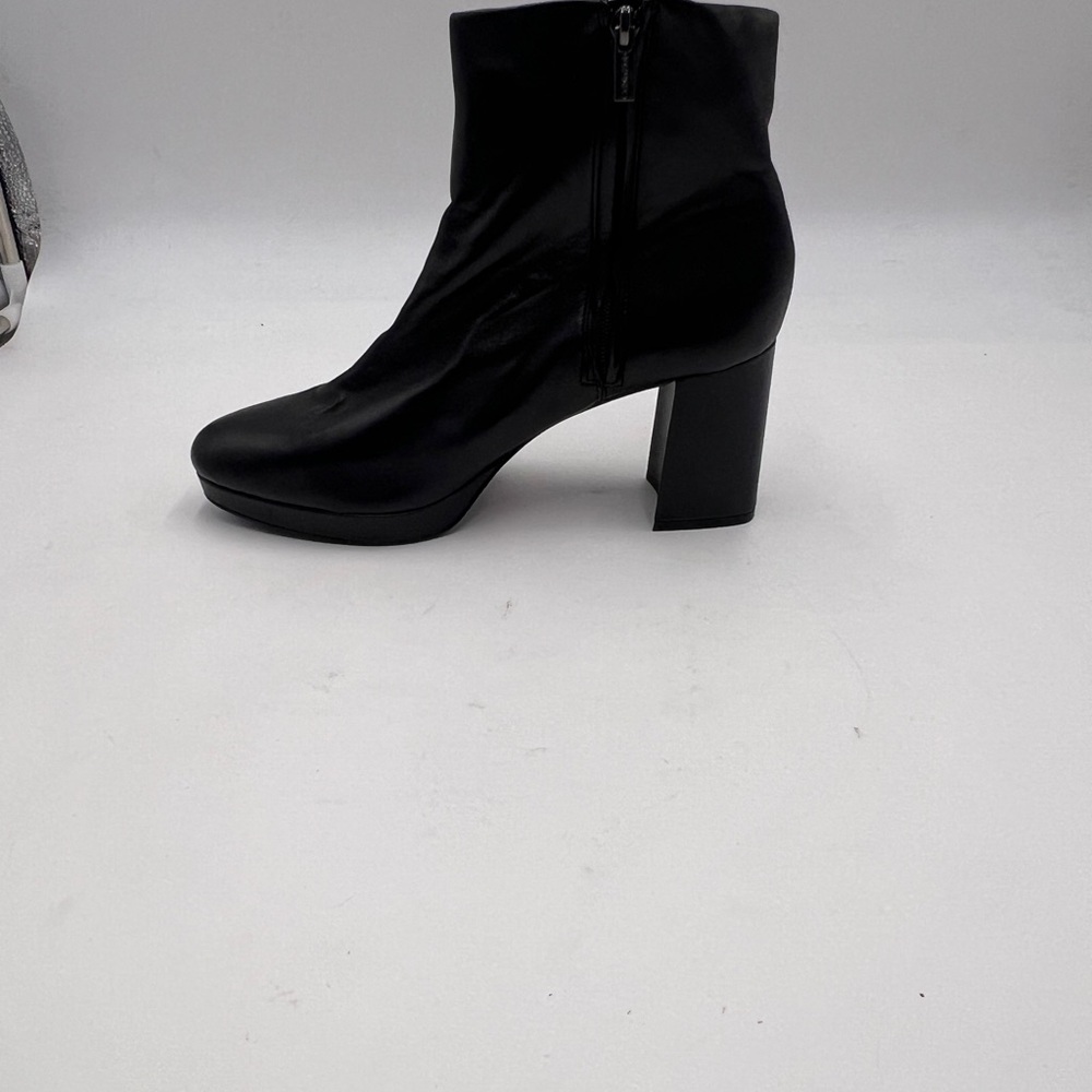 Calvin Klein Sleek Black Leather Heeled Boots - Picture 6 of 9